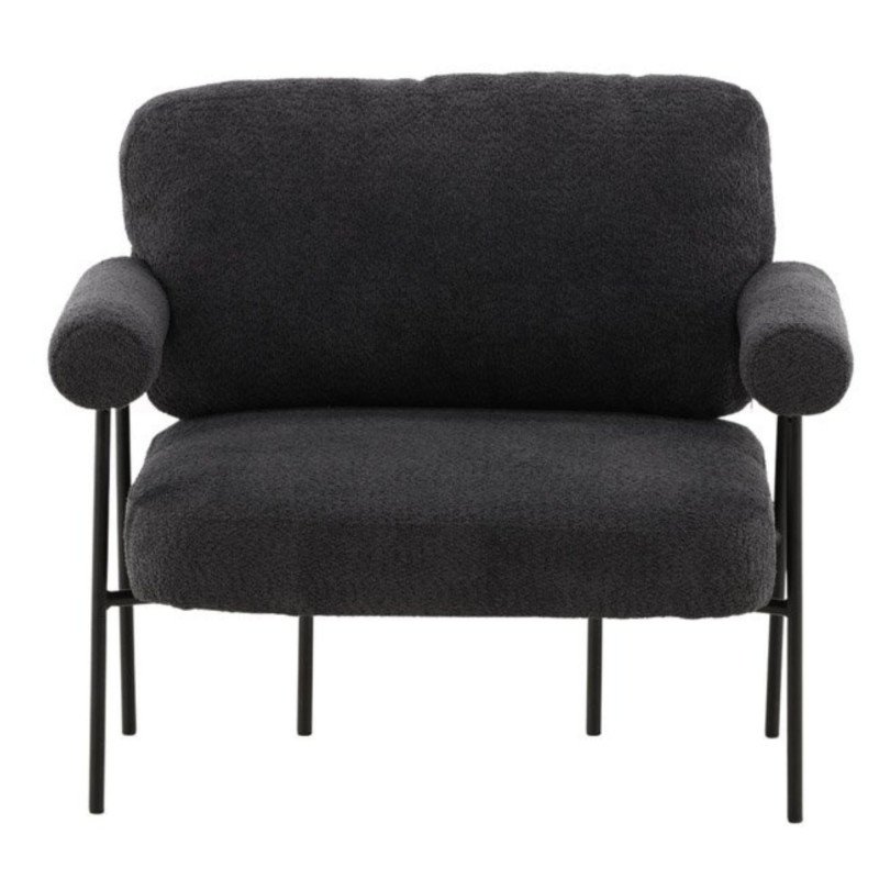 Fauteuil en tissu gris foncé et métal avec accoudoirs HUGUES