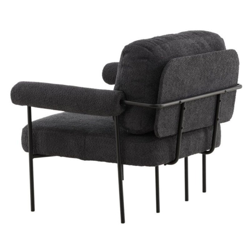 Fauteuil en tissu gris foncé et métal avec accoudoirs HUGUES