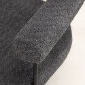 Fauteuil en tissu gris foncé et métal avec accoudoirs arrondis COEUR