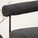 Fauteuil en tissu gris foncé et métal avec accoudoirs arrondis COEUR