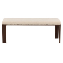 Banc en tissu bouclé blanc et pied en métal CHOUPS