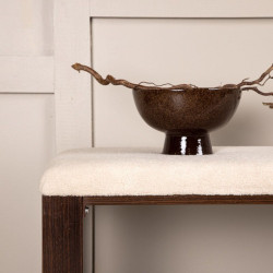 Banc en tissu bouclé blanc et pied en métal CHOUPS