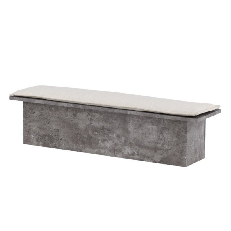 Banc gris avec assise en tissu blanc LYTI