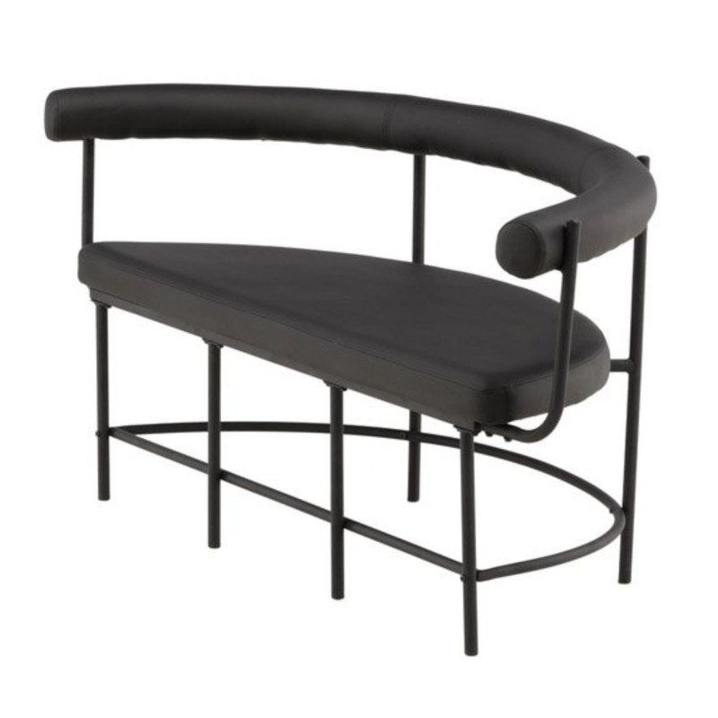Banc en simili cuir et métal noir HUMBERT