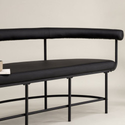 Banc en simili cuir et métal noir HUMBERT