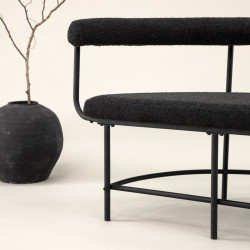 Banc en tissu bouclé et pieds en métal HUMBERT