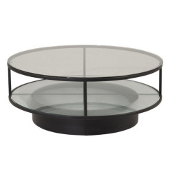 Table basse ronde en verre et métal KIOUL
