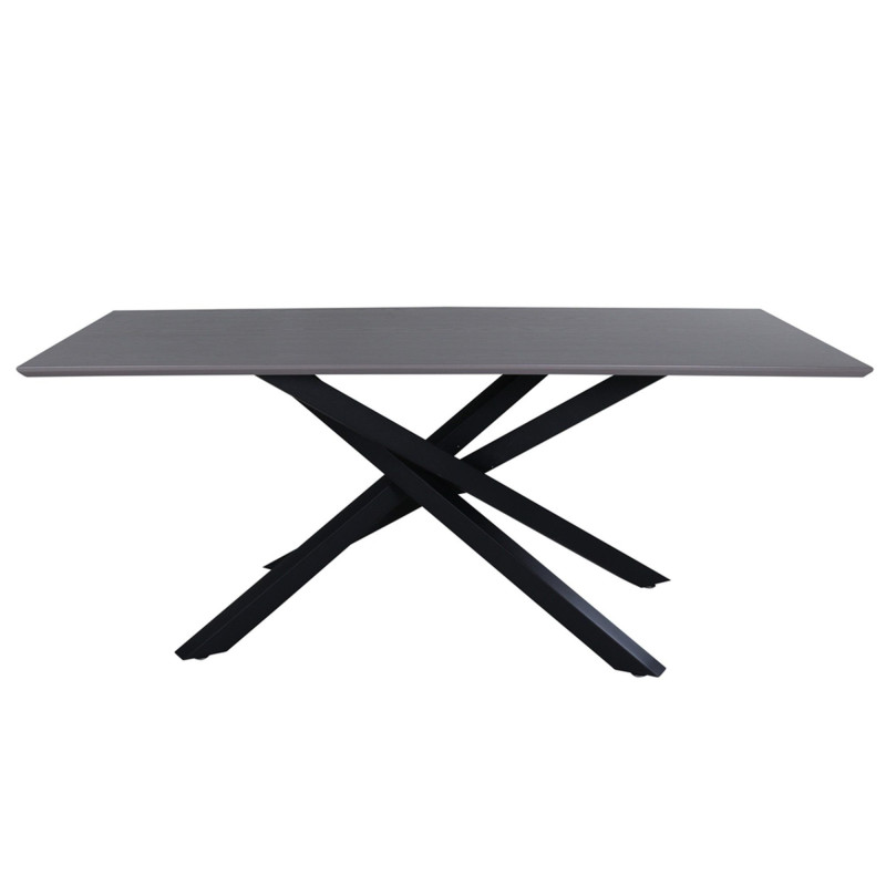 Table à manger 180cm plateau bois pieds métal noir GLAVIE