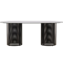 Table à manger design industriel en verre et acier 200cm ADLEY