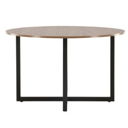 Table à manger ronde en bois et métal noir DURANA