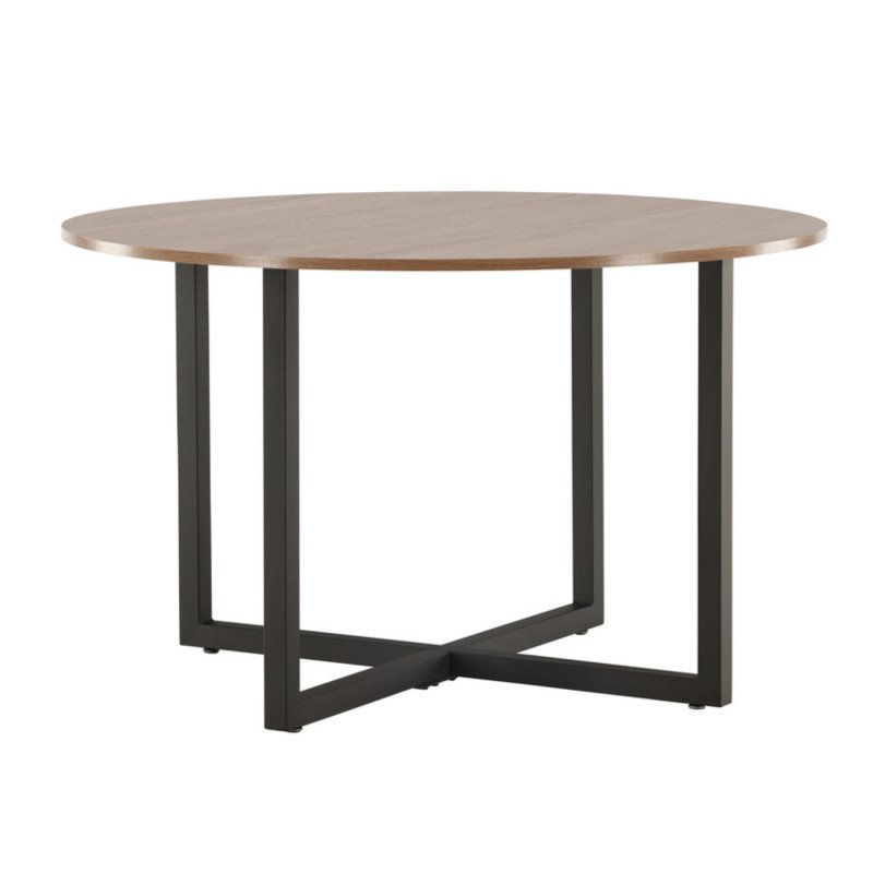 Table à manger ronde en bois et métal noir DURANA