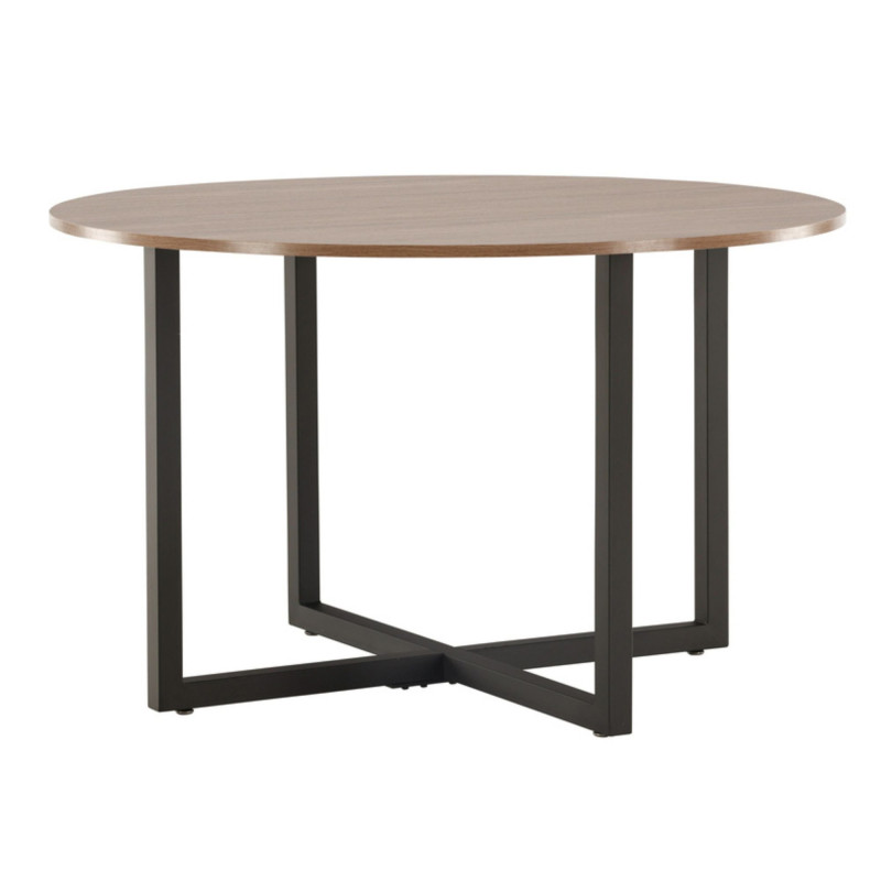 Table à manger ronde en bois et métal noir DURANA