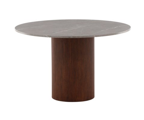 Table à manger design effet marbre et bois 120cm AYRON