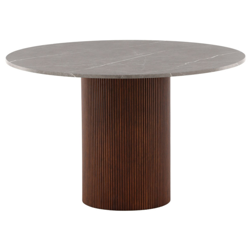 Table à manger design effet marbre et bois 120cm AYRON