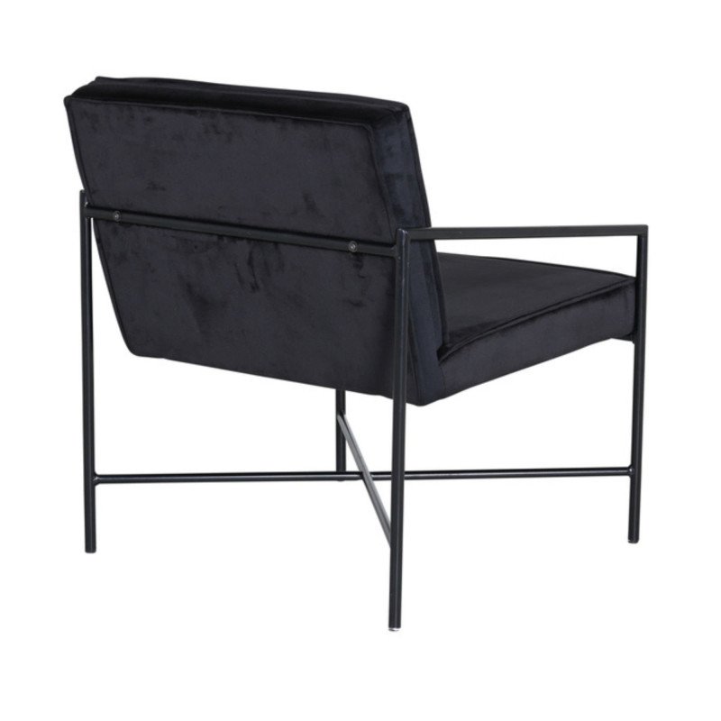 Fauteuil minimaliste en velours et métal noir RAPHAELLE