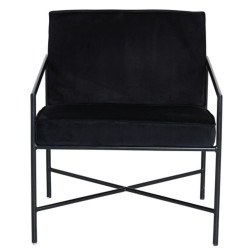 Fauteuil minimaliste en velours et métal noir RAPHAELLE