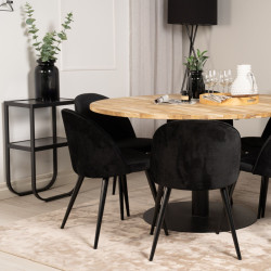 Table à manger ronde en teck et métal noir 140cm SYBERION