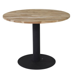 Table à manger ronde en teck et métal noir 140cm SYBERION