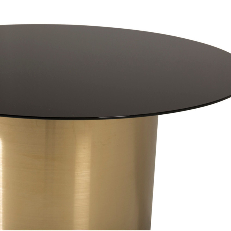 Table basse ronde en or avec plateau en verre MAELLE