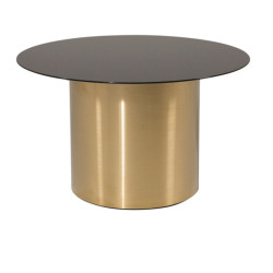 Table basse ronde en or avec plateau en verre MAELLE