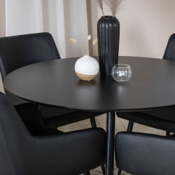 Table à manger ronde noire avec pieds en métal AMANDA