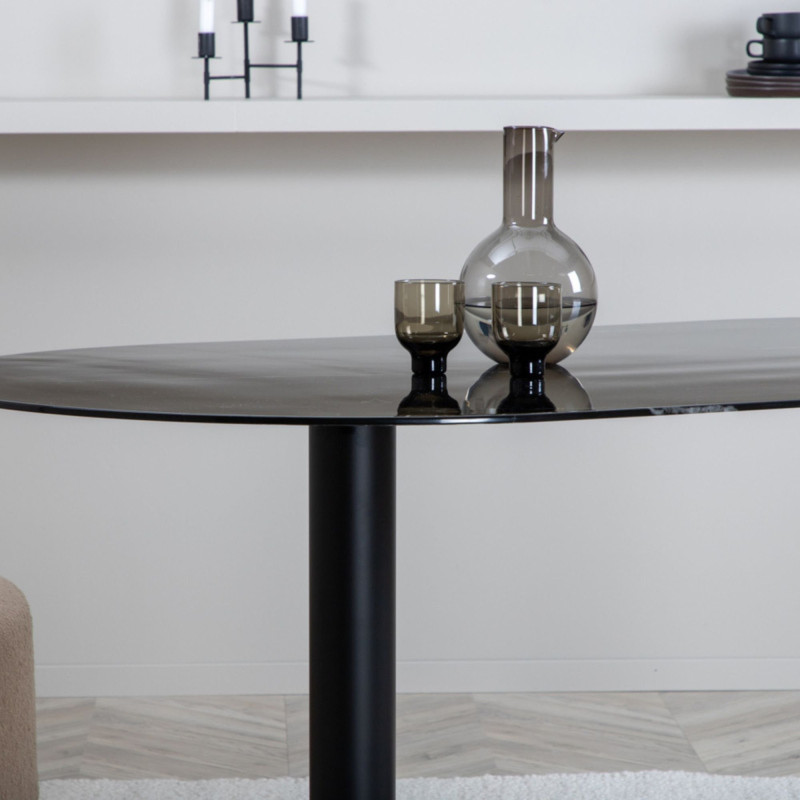 Table à manger design effet marbre et pied en métal PILLOW