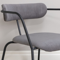 Fauteuil minimaliste en velours côtelé et métal BUFFY