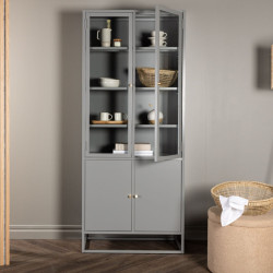 Armoire haute industrielle avec portes vitrées 190cm COBY