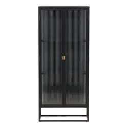 Armoire tendance en métal noir et portes vitrées GARRY