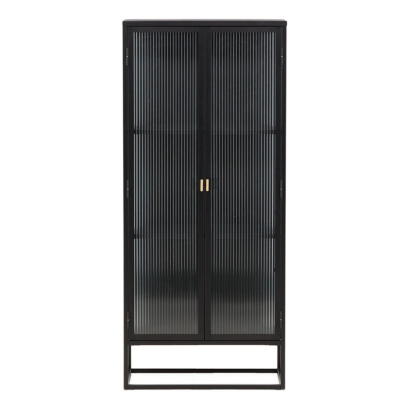 Armoire tendance en métal noir et portes vitrées GARRY