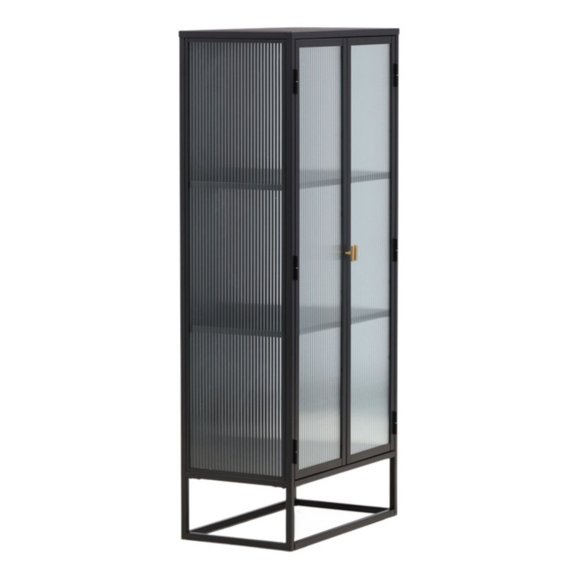 Armoire tendance en métal noir et portes vitrées GARRY
