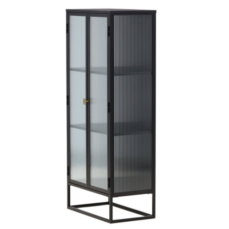 Armoire tendance en métal noir et portes vitrées GARRY
