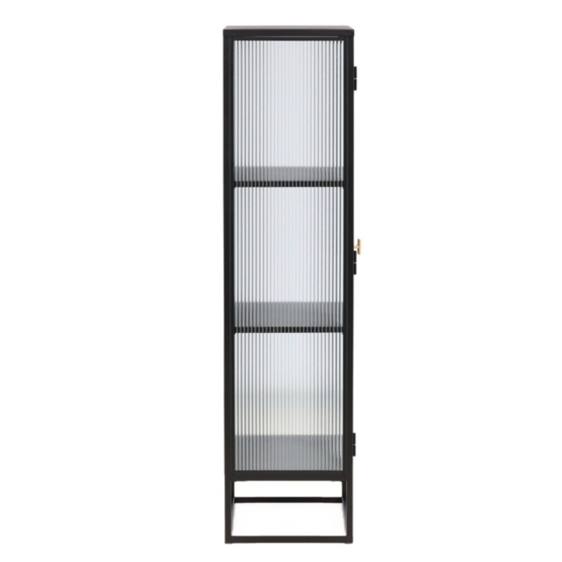 Armoire tendance en métal noir et portes vitrées GARRY