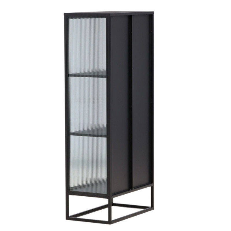Armoire tendance en métal noir et portes vitrées GARRY
