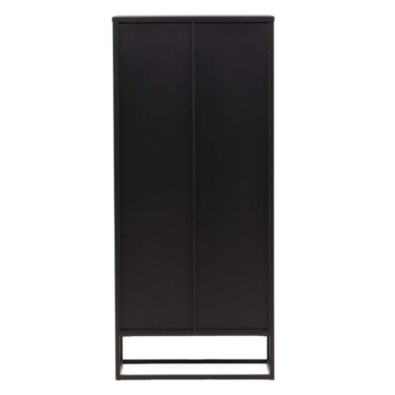 Armoire tendance en métal noir et portes vitrées GARRY