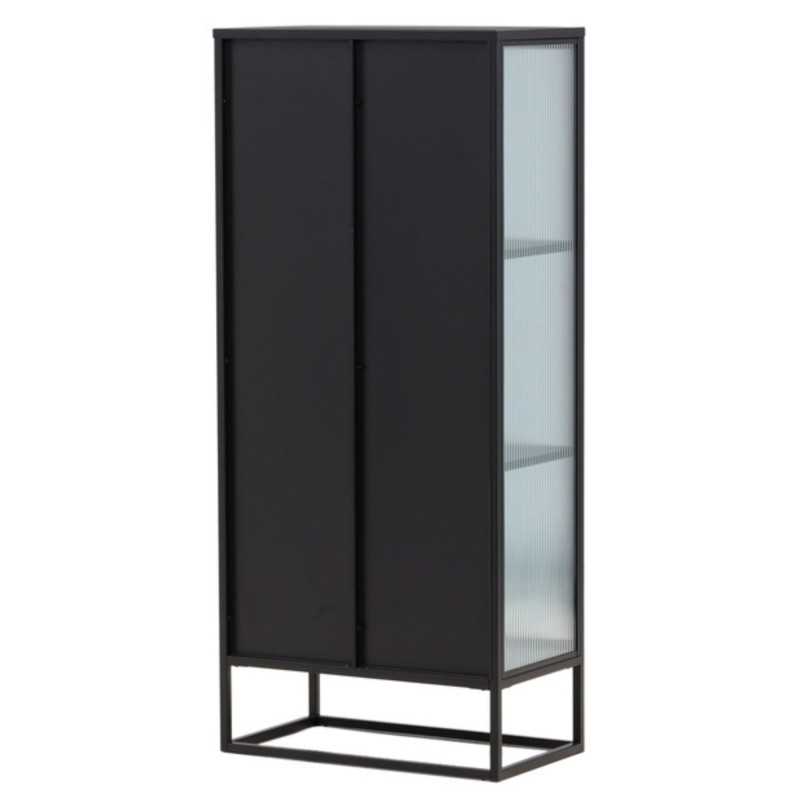 Armoire tendance en métal noir et portes vitrées GARRY