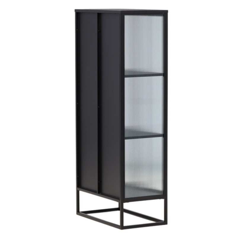 Armoire tendance en métal noir et portes vitrées GARRY