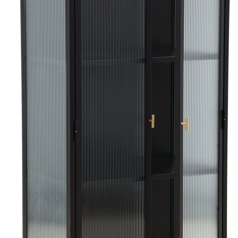 Armoire tendance en métal noir et portes vitrées GARRY
