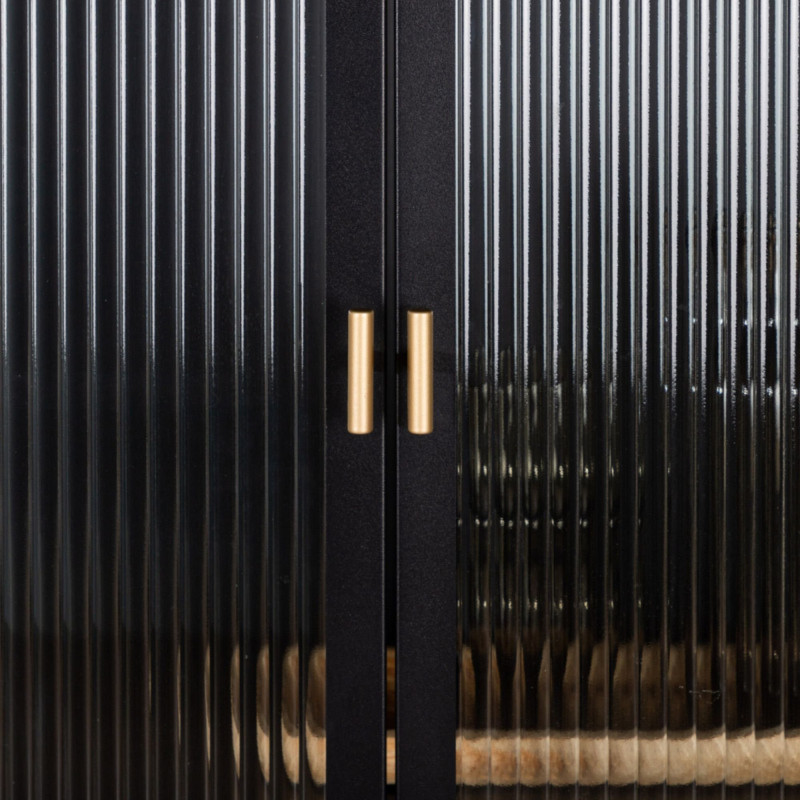 Armoire tendance en métal noir et portes vitrées GARRY