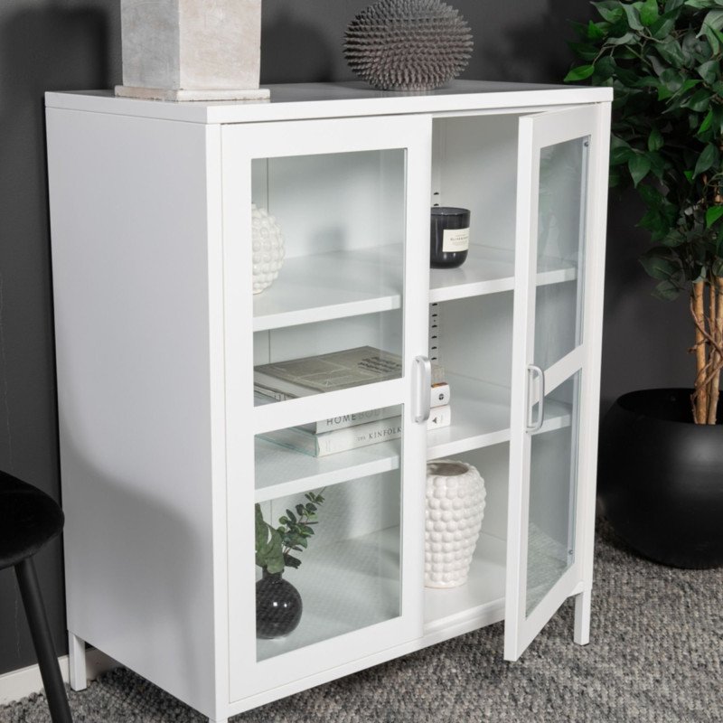 Buffet tendance avec portes vitrées en métal ALTEA