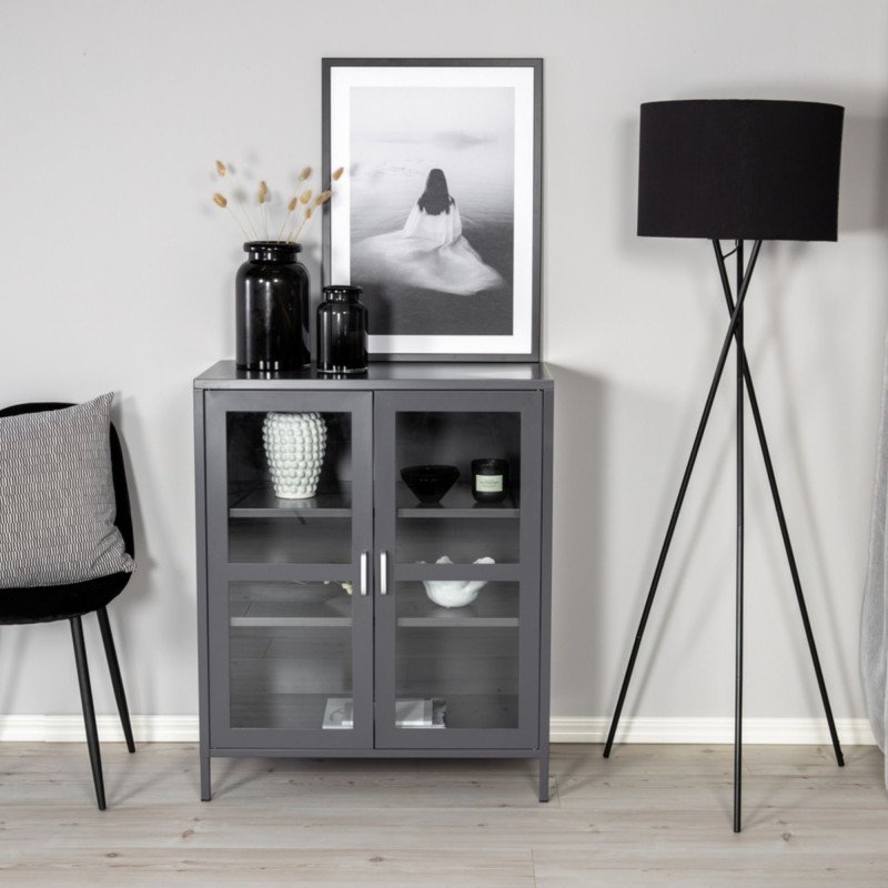 Buffet tendance avec portes vitrées en métal ALTEA