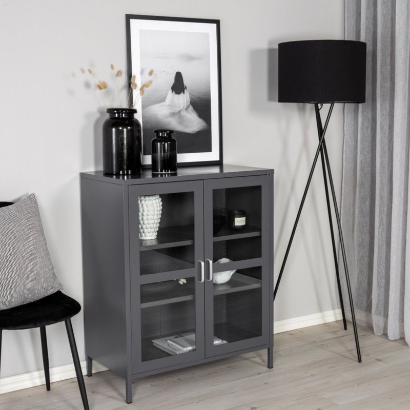 Buffet tendance avec portes vitrées en métal ALTEA