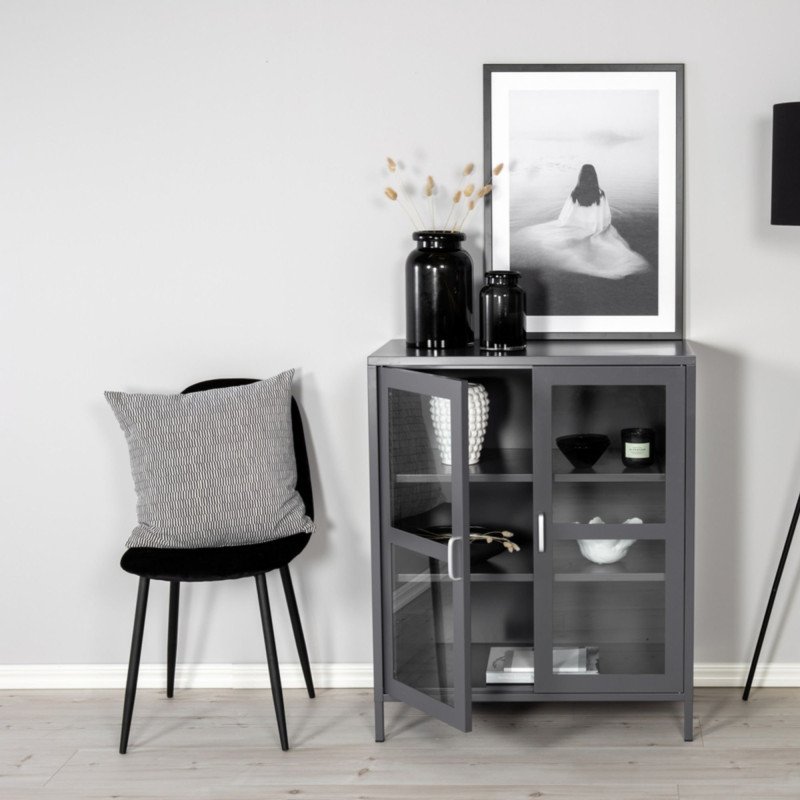 Buffet tendance avec portes vitrées en métal ALTEA
