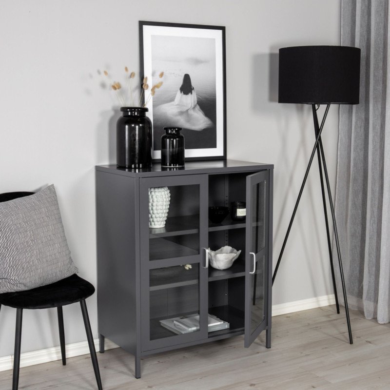 Buffet tendance avec portes vitrées en métal ALTEA