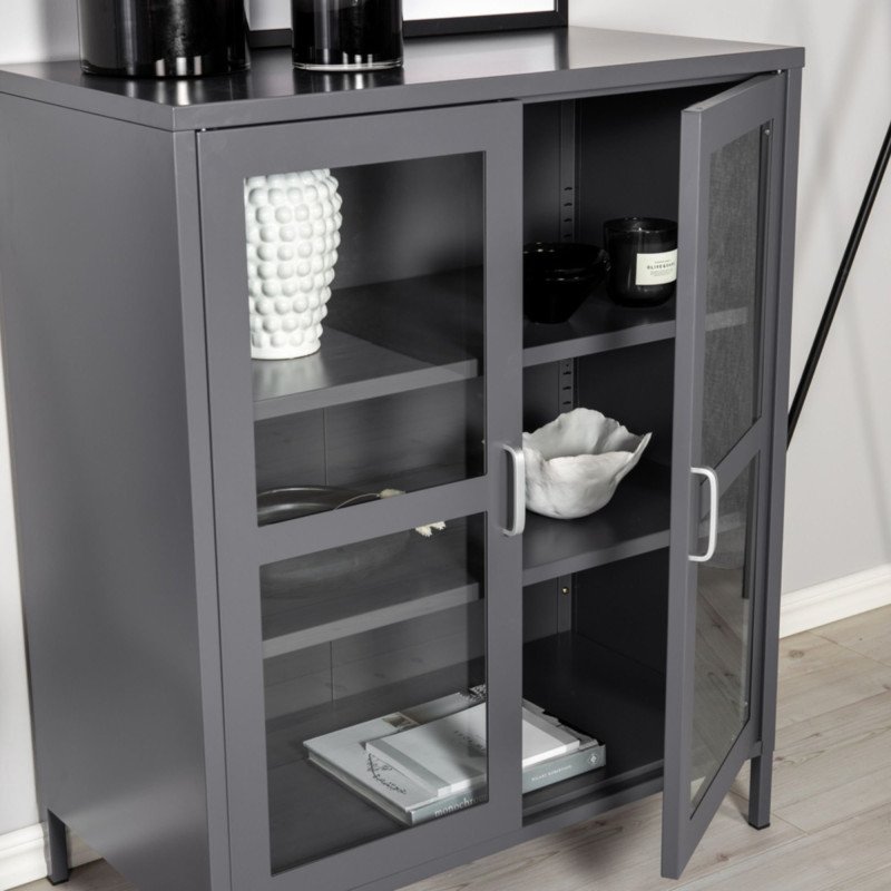 Buffet tendance avec portes vitrées en métal ALTEA