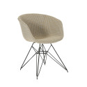 Chaise en tissu rembourré pieds métal noir RAY