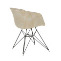 Chaise en tissu rembourré pieds métal noir RAY