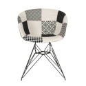 Chaise en tissu rembourré pieds métal noir RAY