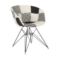 Chaise en tissu rembourré pieds métal noir RAY