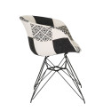 Chaise en tissu rembourré pieds métal noir RAY